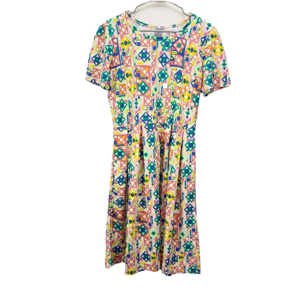 NWT LuLaRoe Colorful Geometric Pockets‎ Stretch Amelia Dress Size 2XL